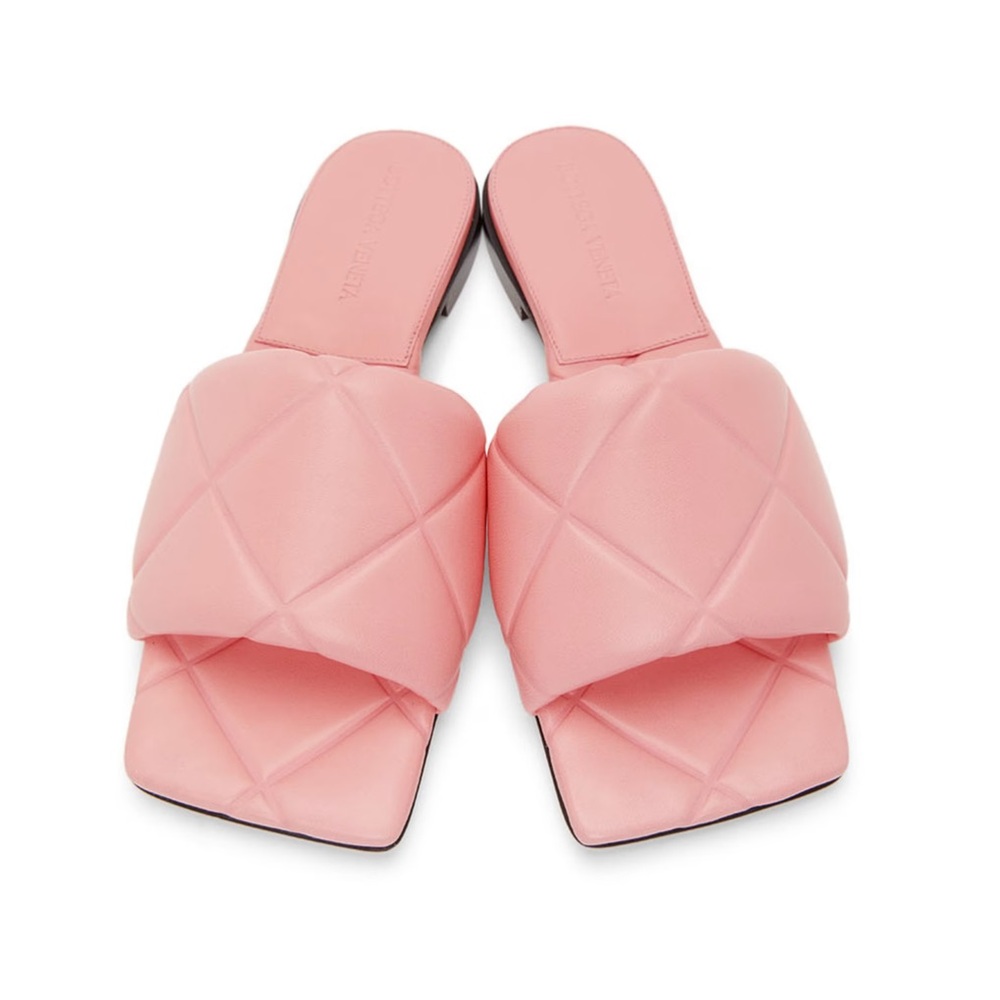 Bottega veneta lido flat sandals‎ pink quilted slides